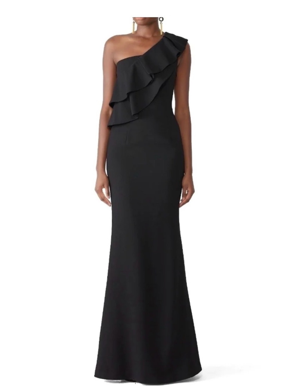 Black Halo Eve Manalo One Shoulder Ruffle Crepe Formal Dress | 14